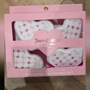 Juicy Couture Heart-Shaped Pink and White Container Set Silicone